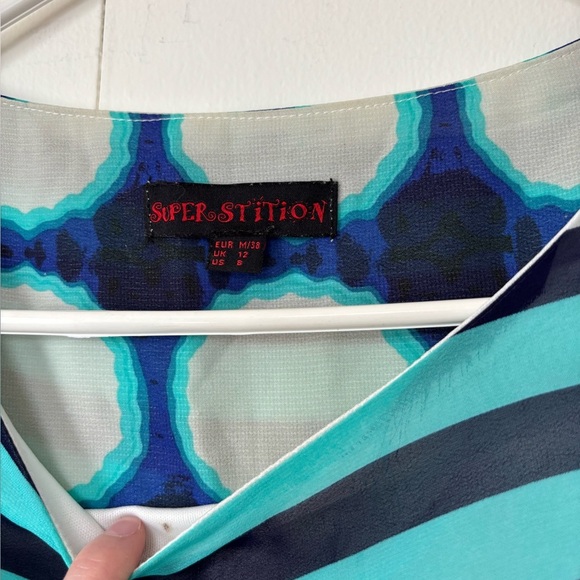 🎉4/30$🎉 Superstition Teal Dot Print A-Line Dress - Size 8 - Picture 2 of 4